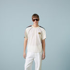 Mesh fabric T-shirt – crafted from mesh fabric, this T-shirt is enriched by the distinctive – LUX VERSE Luxury Designer Fashion Outlet