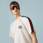 Mesh fabric T-shirt – a sporty play on an emblematic logo, the Interlocking G patch embellishes the design – LUX VERSE Luxury Designer Fashion Outlet