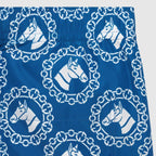 Nylon equestrian print swim shorts – equestrian print blue and ivory nylon Elastic waistband with drawstring Two side – LUX VERSE Luxury Designer Fashion Outlet