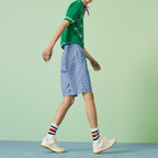 Nylon printed swim shorts – a mix of colors and textures overlap to form new, unconventional designs – LUX VERSE Luxury Designer Fashion Outlet