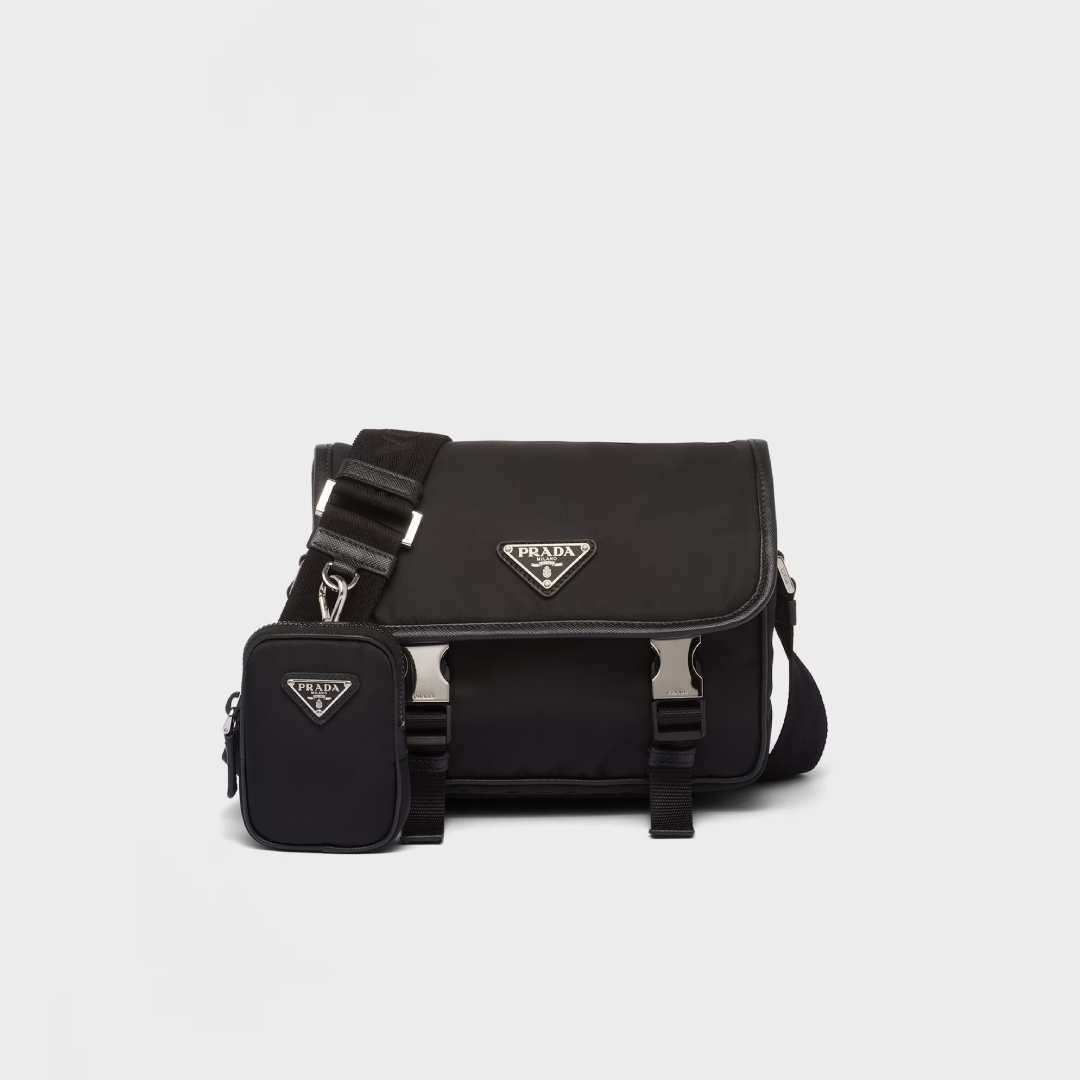 Re-Nylon and Saffiano leather shoulder bagg