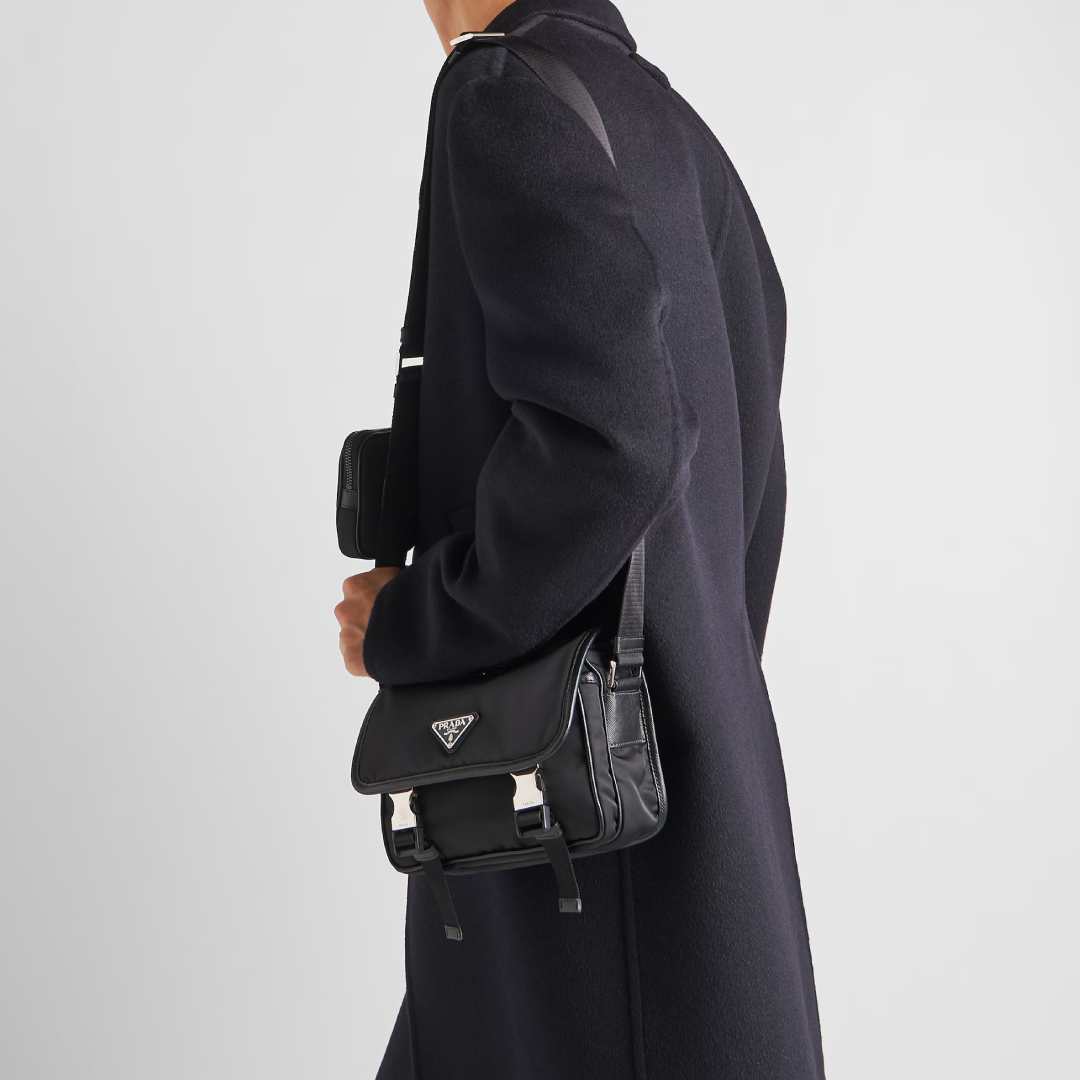 Re-Nylon and Saffiano leather shoulder bagg