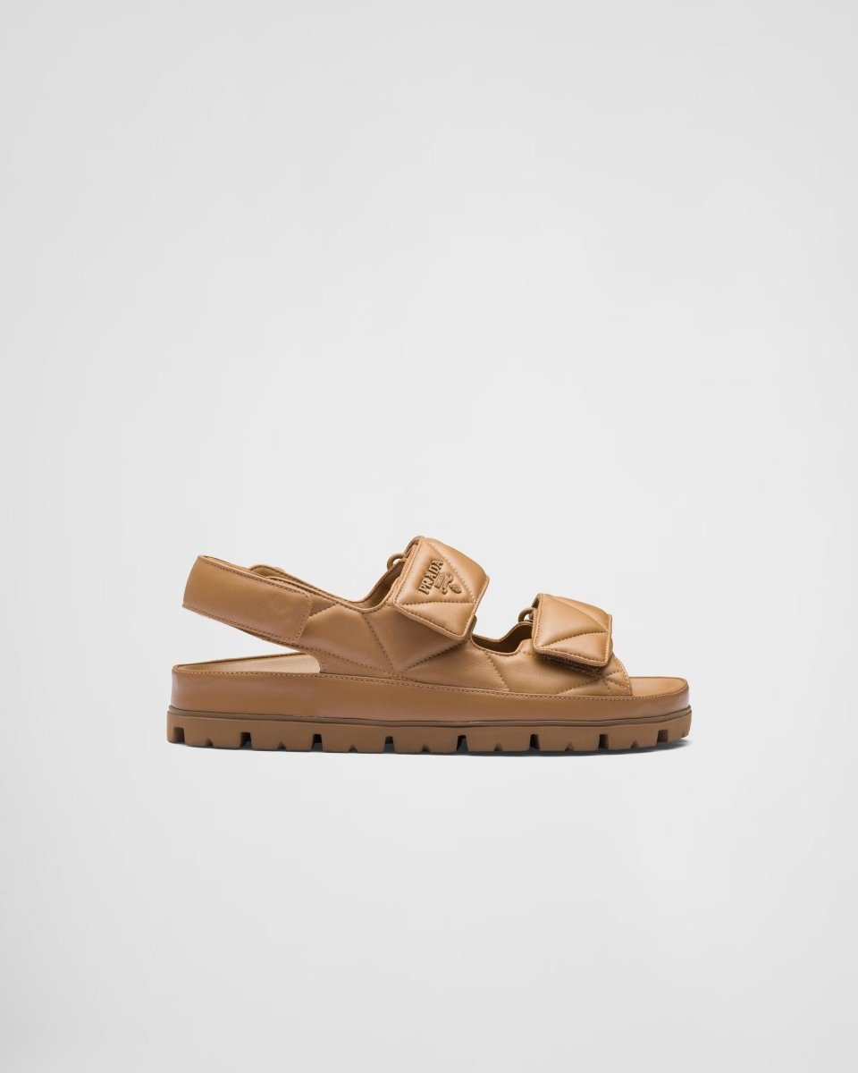 Padded nappa leather sandals – the nappa leather upper characterized by the quilted texture is accented by the – LUX VERSE Luxury Designer Fashion Outlet