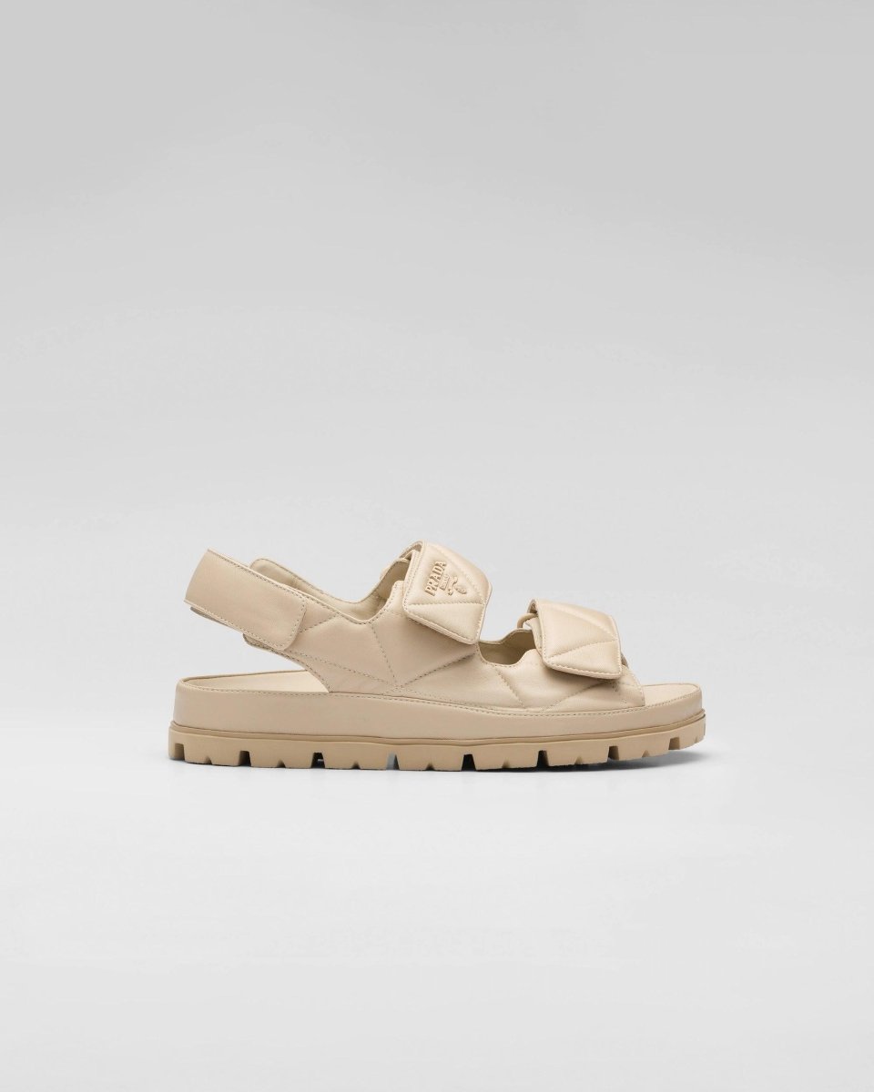 Padded nappa leather sandals – the nappa leather upper characterized by the quilted texture is accented by the – LUX VERSE Luxury Designer Fashion Outlet