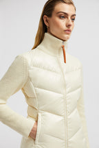 Padded Wool Zip-Up Cardigan – crafted from carded wool, this cardigan is enhanced with a down-filled front and back – LUX VERSE Luxury Designer Fashion Outlet