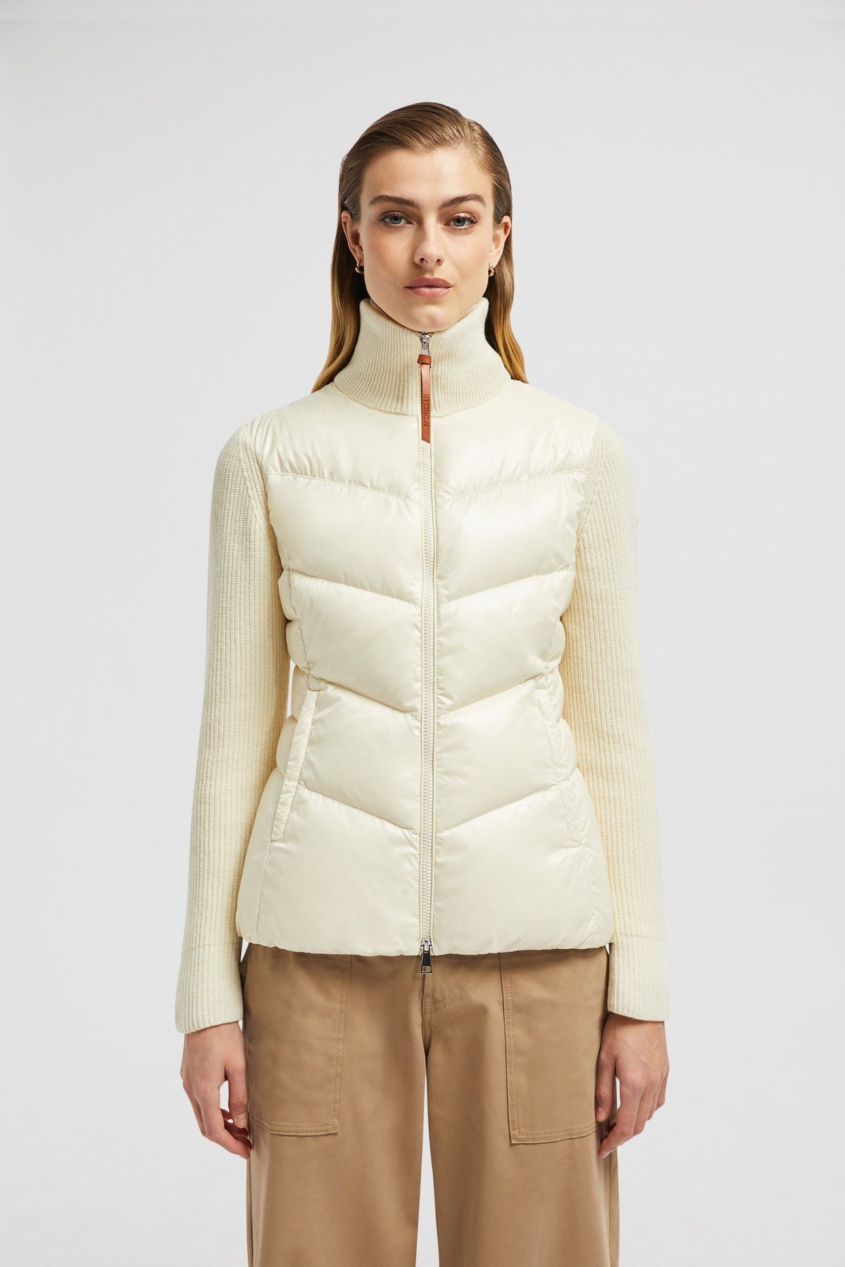 Padded Wool Zip-Up Cardigan – crafted from carded wool, this cardigan is enhanced with a down-filled front and back – LUX VERSE Luxury Designer Fashion Outlet