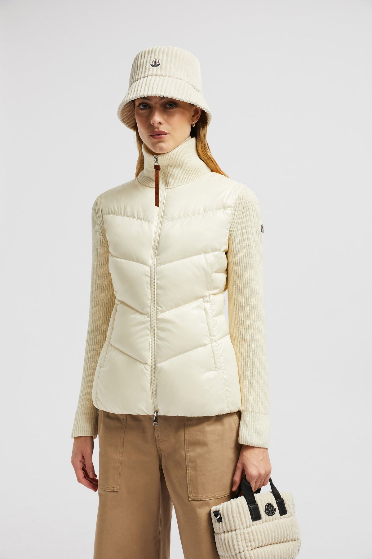 Padded Wool Zip-Up Cardigan – crafted from carded wool, this cardigan is enhanced with a down-filled front and back – LUX VERSE Luxury Designer Fashion Outlet