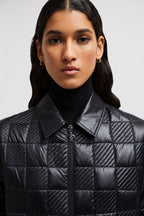 Padded Zip-Up Shirt – crafted from embroidered nylon Down-filled Collar Zipper closure Welt pockets – LUX VERSE Luxury Designer Fashion Outlet