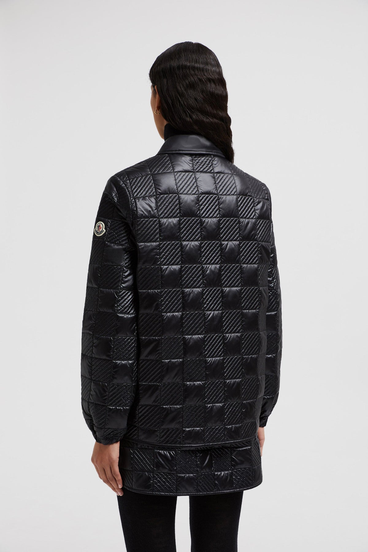 Padded Zip-Up Shirt – crafted from embroidered nylon Down-filled Collar Zipper closure Welt pockets – LUX VERSE Luxury Designer Fashion Outlet