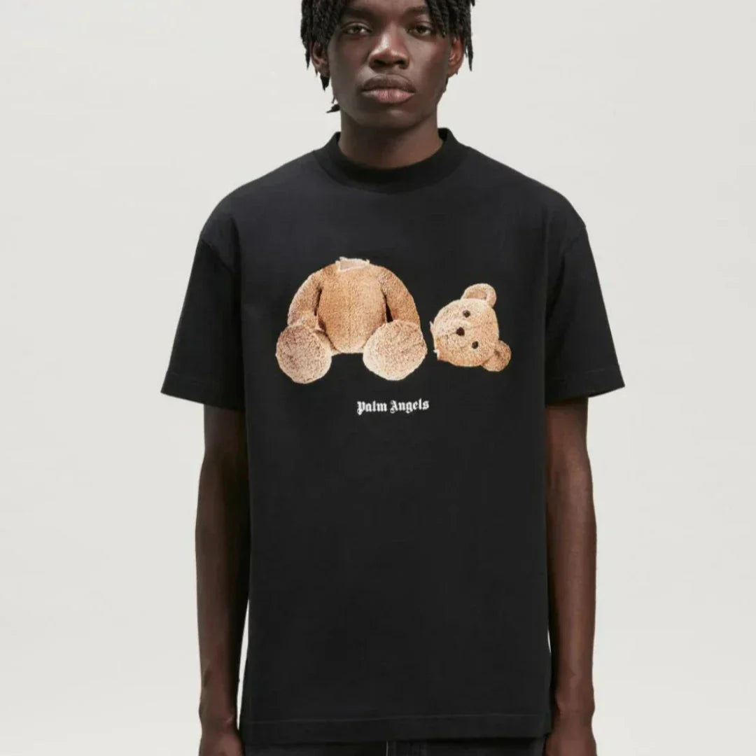BEAR CLASSIC T-SHIRT –""LOGO PRINTED IN WHITE AT FRONT AND CURVED AT BACK – LUX VERSE Luxury Designer Fashion Outlet