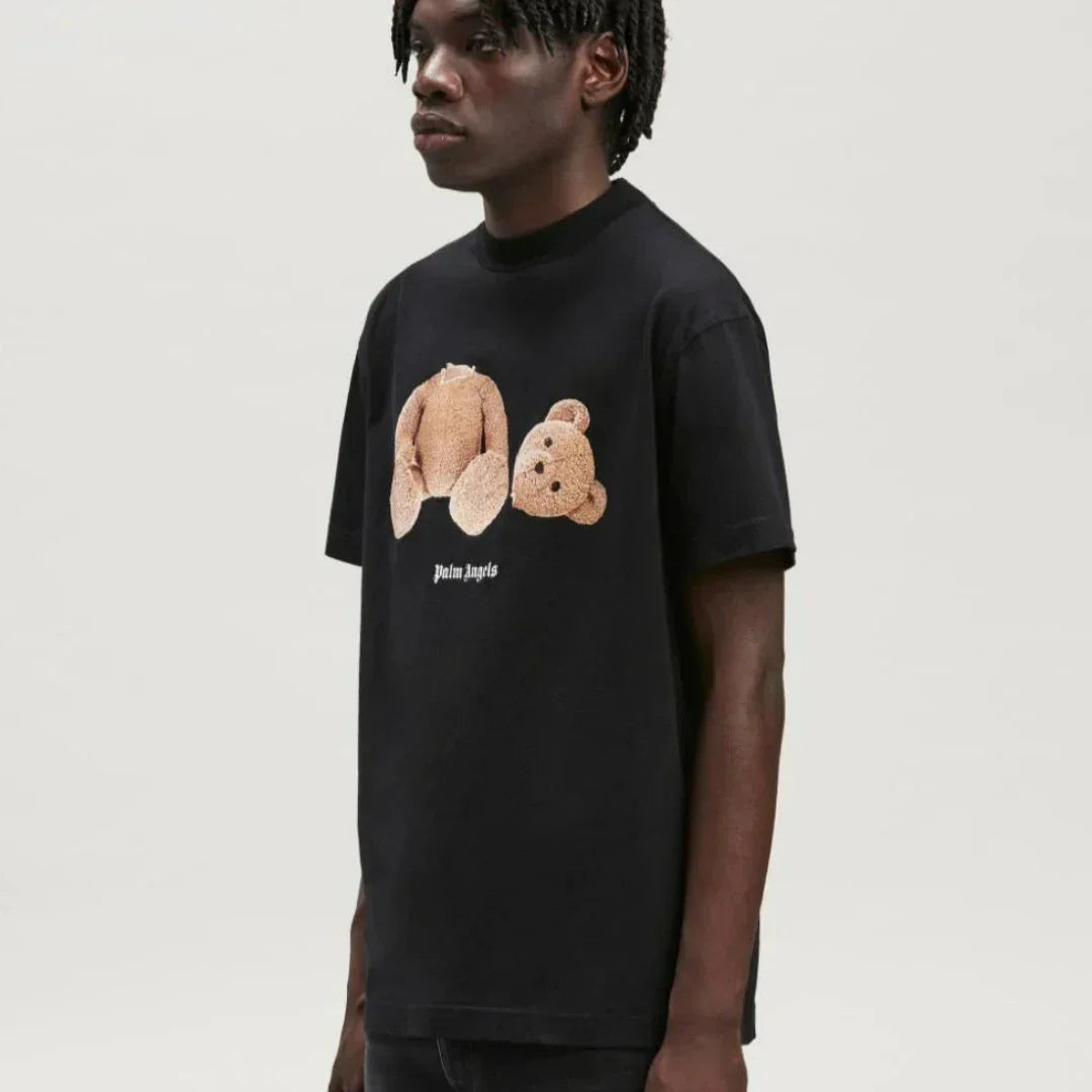 BEAR CLASSIC T-SHIRT –""LOGO PRINTED IN WHITE AT FRONT AND CURVED AT BACK – LUX VERSE Luxury Designer Fashion Outlet