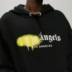 LOS ANGELES SPRAYED HOODIE – lOGO AND"LOS ANGELES"PRINTED IN WHITE AT FRONT – LUX VERSE Luxury Designer Fashion Outlet