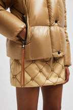 Parana Short Down Classic Jacket – crafted from nylon laqué Nylon laqué lining Down-filled Detachable hood Zipper – LUX VERSE Luxury Designer Fashion Outlet