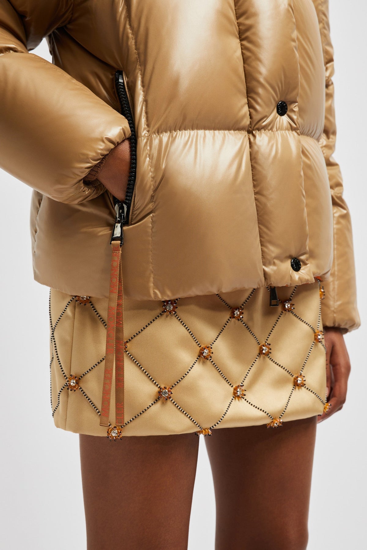 Parana Short Down Classic Jacket – crafted from nylon laqué Nylon laqué lining Down-filled Detachable hood Zipper – LUX VERSE Luxury Designer Fashion Outlet