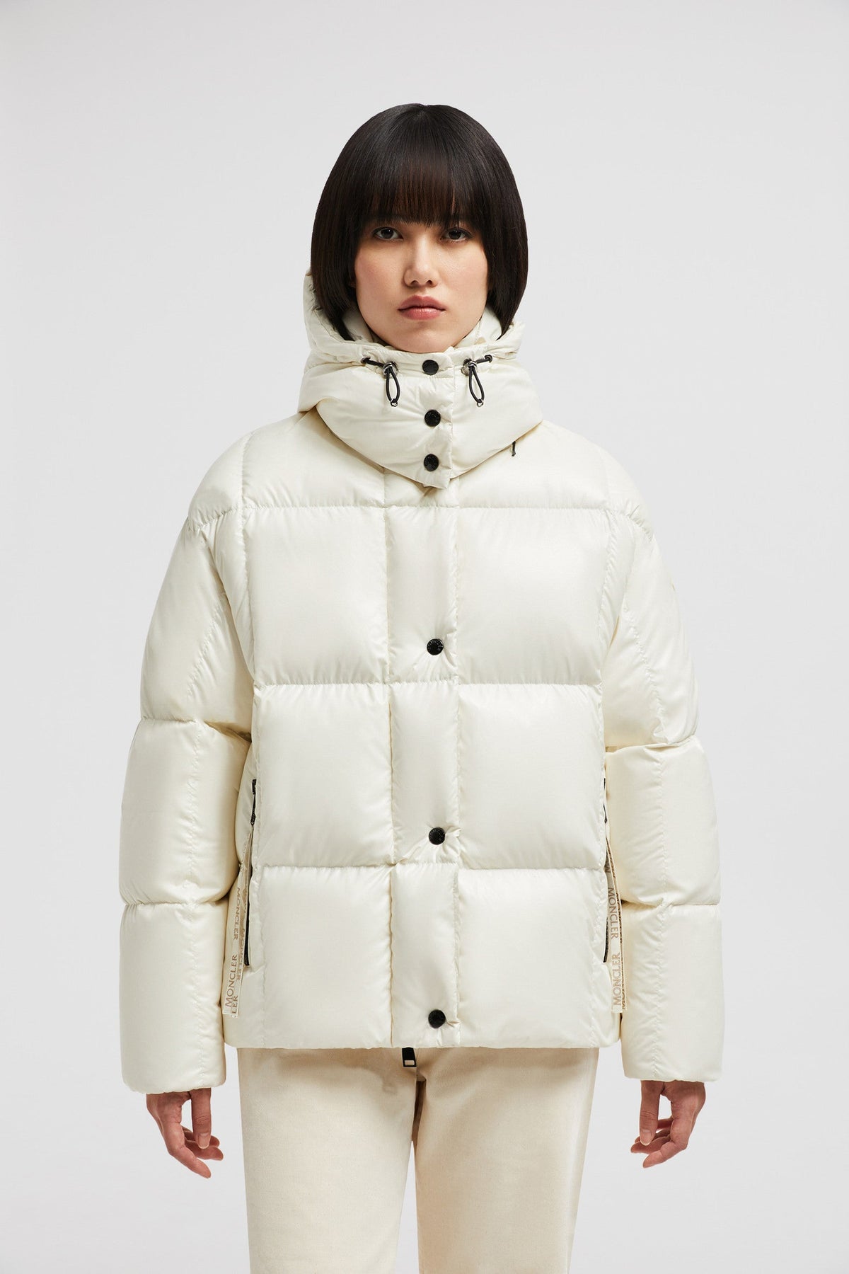 Parana Short Down Classic Jacket – crafted from nylon laqué Nylon laqué lining Down-filled Detachable hood Zipper – LUX VERSE Luxury Designer Fashion Outlet