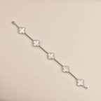 Clover 5 Motif White Fritillary Bracelet Silver – LUX VERSE Luxury Designer Fashion Outlet