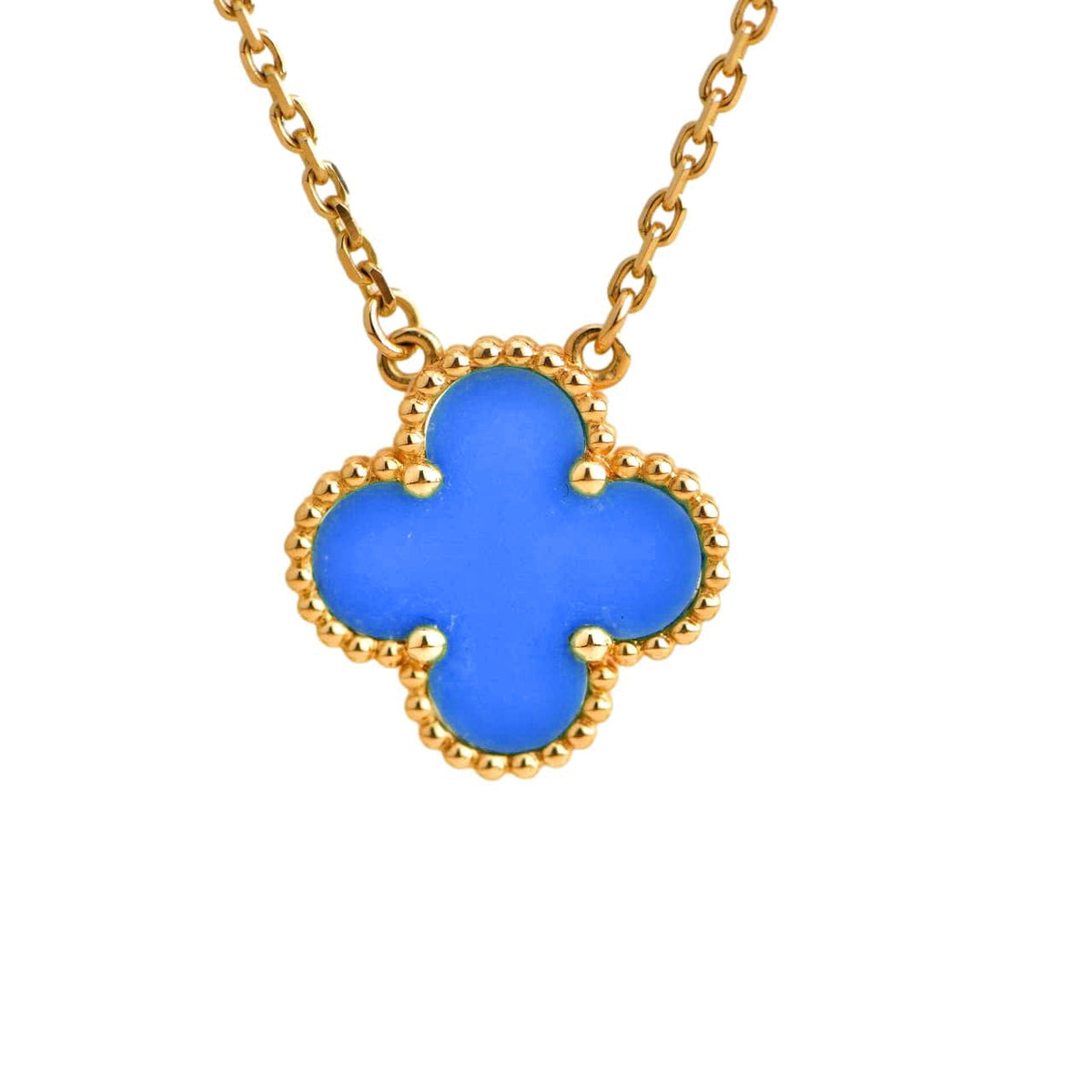 Clover 15mm Blue Agate Necklace – LUX VERSE Luxury Designer Fashion Outlet