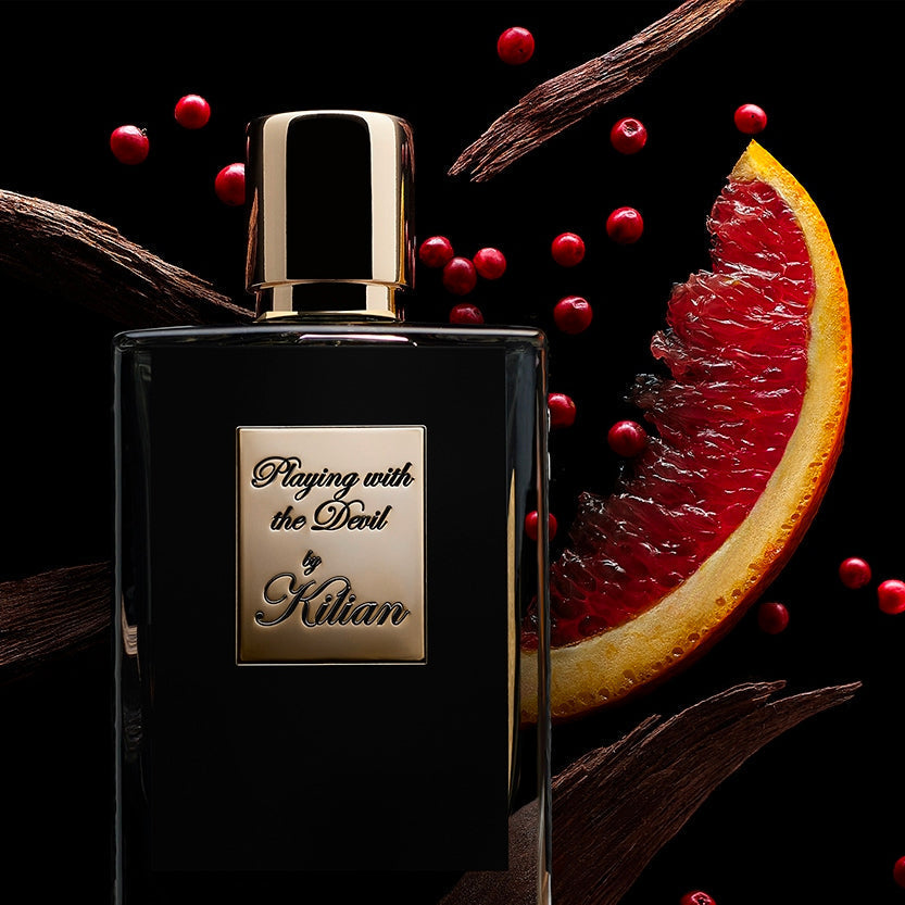 Playing with the Devil 1.7 oz EDP for women – the fragrance opens with rich, sweet top notes of blood orange, black currant, white – LUX VERSE Luxury Designer Fashion Outlet