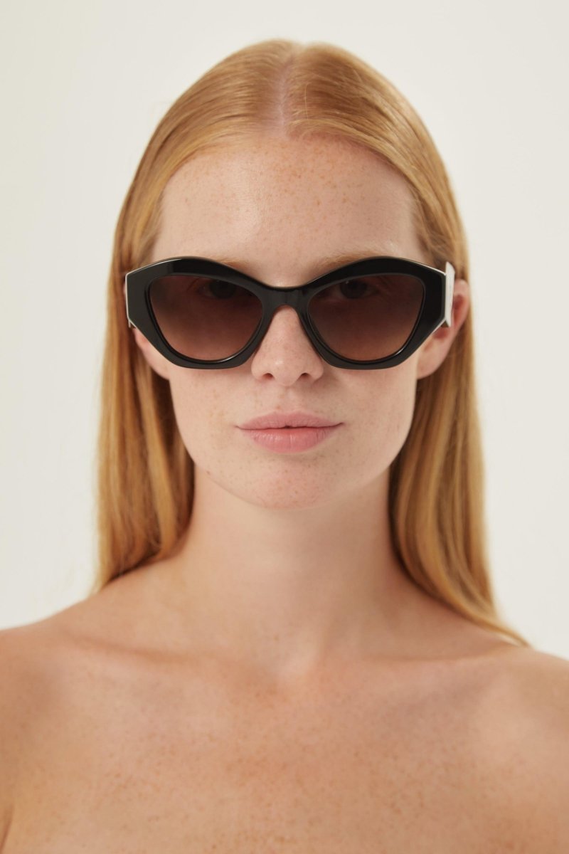 Oval black sunglasses featuring iconic logo – cinŽma styles to square Monochrome symbol frames – LUX VERSE Luxury Designer Fashion Outlet