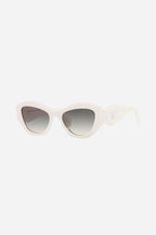 Oval white sunglasses featuring iconic logo – sunglasses for women include a wide range of silhouettes and colors – LUX VERSE Luxury Designer Fashion Outlet