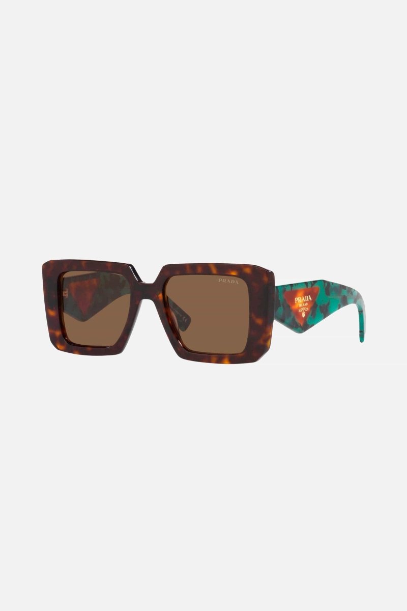 Squared havana sunglasses featuring the signature logo triangle – sunglasses for women include a wide range of silhouettes and colors – LUX VERSE Luxury Designer Fashion Outlet