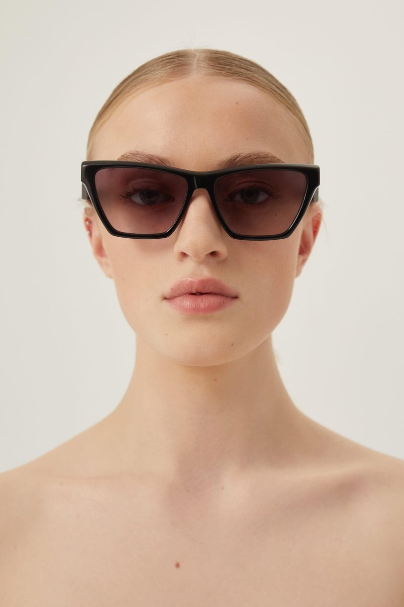 PRE ORDER Avail. 24th June - black cat eye sunglasses – the style is characterized by a new temple design on which the YSL logo is placed – LUX VERSE Luxury Designer Fashion Outlet