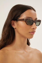 Almond havana sunglasses – tHE STYLE IS CHARACTERIZED BY THE ICONIC YSL MONOGRAM LOGO ON THE HINGE AS PRECIOUS – LUX VERSE Luxury Designer Fashion Outlet