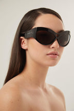 Bold black wrap around sunglasses – a new bold unisex rectangular shape – LUX VERSE Luxury Designer Fashion Outlet
