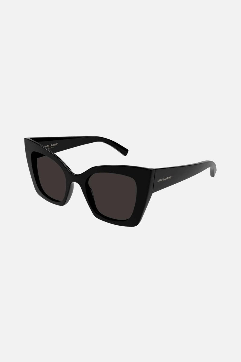 Cat eye bold black sunglasses – tHE STYLE IS ENRICHED BY AN EXAGGERATED PLAY OF VOLUMES THROUGHOUT FRONT AND TEMPLES – LUX VERSE Luxury Designer Fashion Outlet