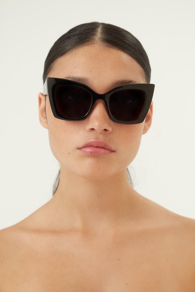Cat eye bold black sunglasses – a ULTRA CAT EYE FEMININE STYLE CHARACTERIZED BY POINTY ANGLES – LUX VERSE Luxury Designer Fashion Outlet