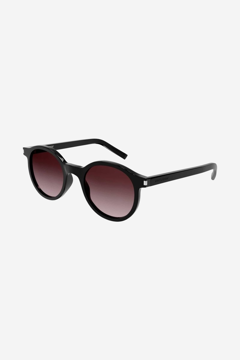 Circular black sunglasses – the style features a nice play on front acetate colors, transparent temples, – LUX VERSE Luxury Designer Fashion Outlet