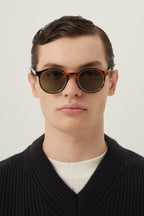 Classic havana round sunglasses – a small classic round shape distinguished by iconic corner angle – LUX VERSE Luxury Designer Fashion Outlet