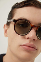 Classic havana round sunglasses – the logo is laser engraved on both temples – LUX VERSE Luxury Designer Fashion Outlet