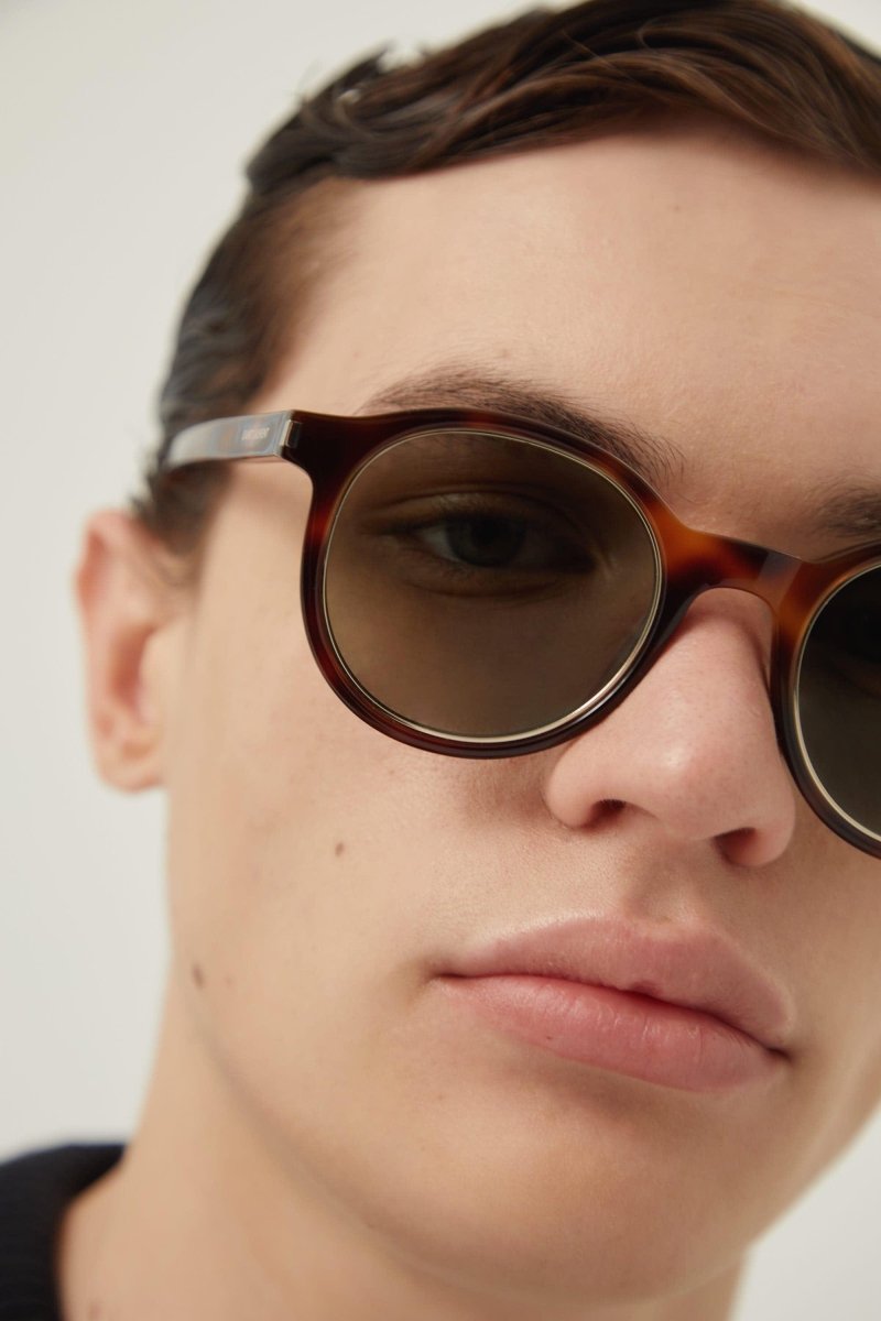 Classic havana round sunglasses – the logo is laser engraved on both temples – LUX VERSE Luxury Designer Fashion Outlet