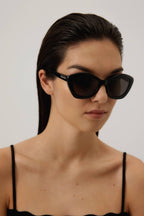 Geometric cat-eye black sunglasses – geometrical femenine sunglasses in black acetate – LUX VERSE Luxury Designer Fashion Outlet
