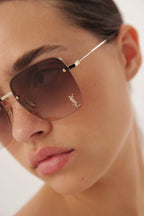 Gold squared metal sunglasses – sHINY METAL CONSTRUCTION FEATURING REFINED GRADIENT LENSES – LUX VERSE Luxury Designer Fashion Outlet
