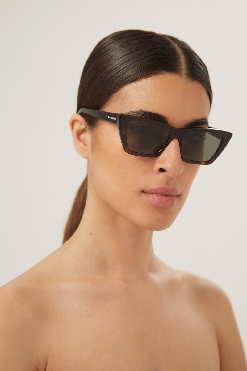Iconic MICA cat-eye havana sunglasses – and iconic MICA style in striped havana – LUX VERSE Luxury Designer Fashion Outlet