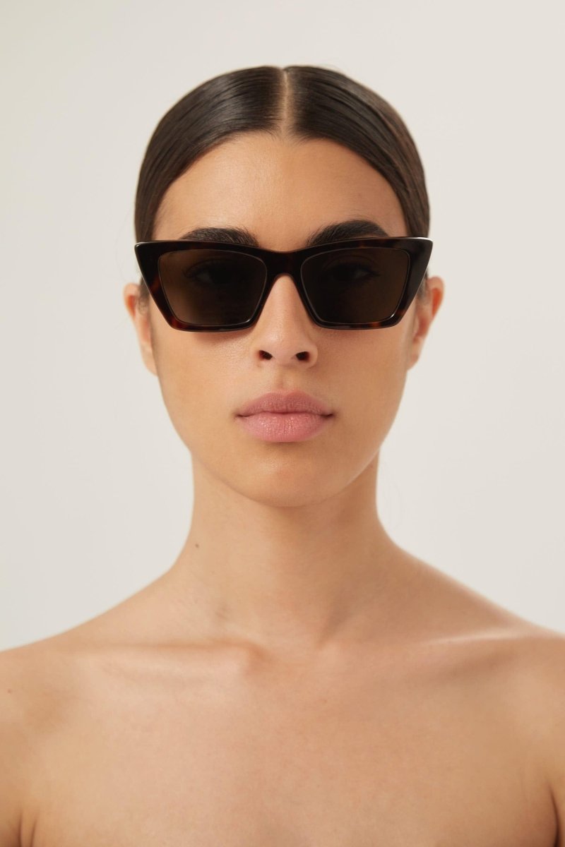 Iconic MICA cat-eye havana sunglasses – the best seller and iconic MICA style in striped havana – LUX VERSE Luxury Designer Fashion Outlet