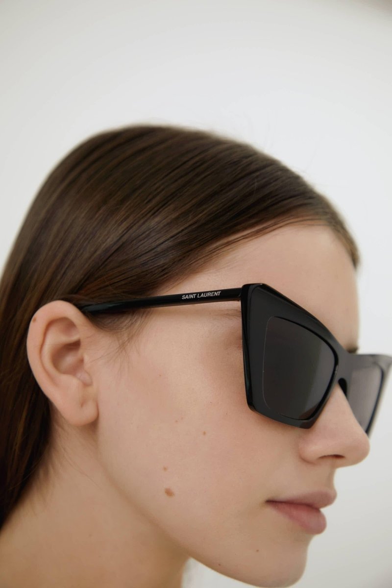 Iconic sharp cat-eye black sunglasses – black featuring a front spoiler – LUX VERSE Luxury Designer Fashion Outlet