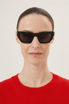 Narrow black cat eye sunglasses – tHE ICONIC EYEWEAR CAT EYE STYLE REINTERPRETED IN A BOLDER AND STRONG – LUX VERSE Luxury Designer Fashion Outlet