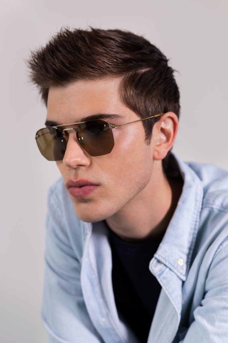 Rimless metal sytle gold brown sunglasses – the color is inspired in the hawaiian chic mood – LUX VERSE Luxury Designer Fashion Outlet