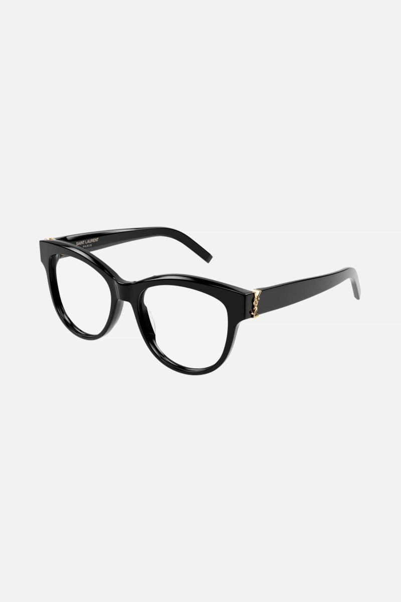 Round cat-eye black frame – the style features a nice play on front acetate colors, transparent temples, – LUX VERSE Luxury Designer Fashion Outlet