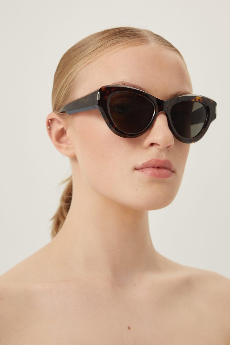 Super-bold cat-eye sunglasses – a super-bold cat eye shape distinguished by a new temple design and a play – LUX VERSE Luxury Designer Fashion Outlet