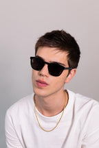 UNISEX black sunglasses – the logo is laser engraved on both temples – LUX VERSE Luxury Designer Fashion Outlet