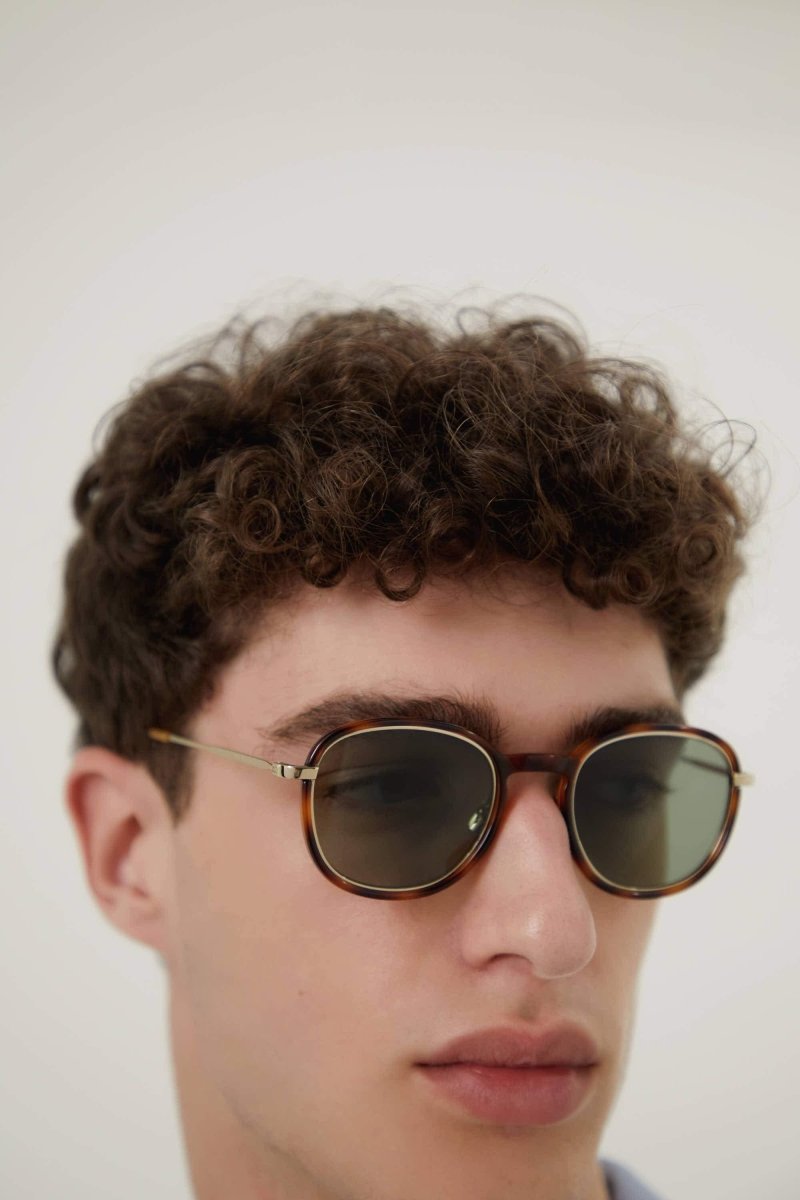 UNISEX combined panthos gold havana sunglasses – the logo is laser engraved on both temples – LUX VERSE Luxury Designer Fashion Outlet