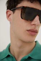 UNISEX MASK ACE havana sunglasses – a new acetate enriched by the corner angle in havana – LUX VERSE Luxury Designer Fashion Outlet