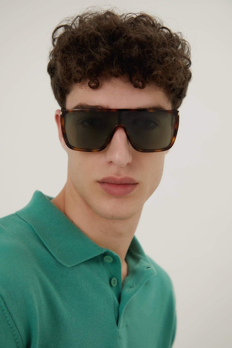 UNISEX MASK ACE havana sunglasses – the logo is laser engraved on both temples – LUX VERSE Luxury Designer Fashion Outlet