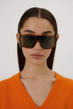UNISEX MASK ACE havana sunglasses – the logo is laser engraved on both temples – LUX VERSE Luxury Designer Fashion Outlet