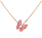 Butterfly Red Diamond Pink Gold Necklace – LUX VERSE Luxury Designer Fashion Outlet