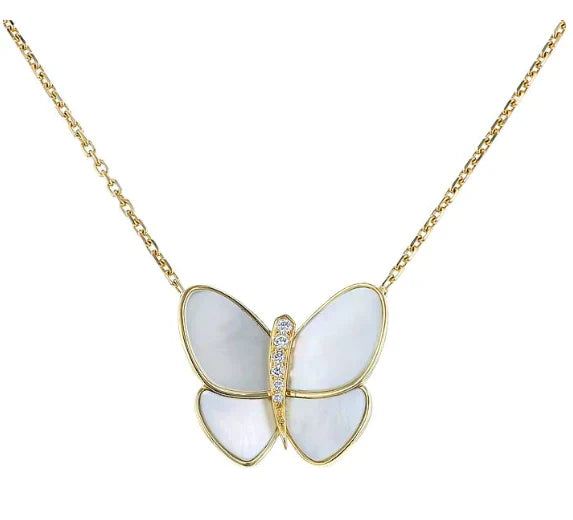 Butterfly Gold Mop Diamond Necklace – LUX VERSE Luxury Designer Fashion Outlet